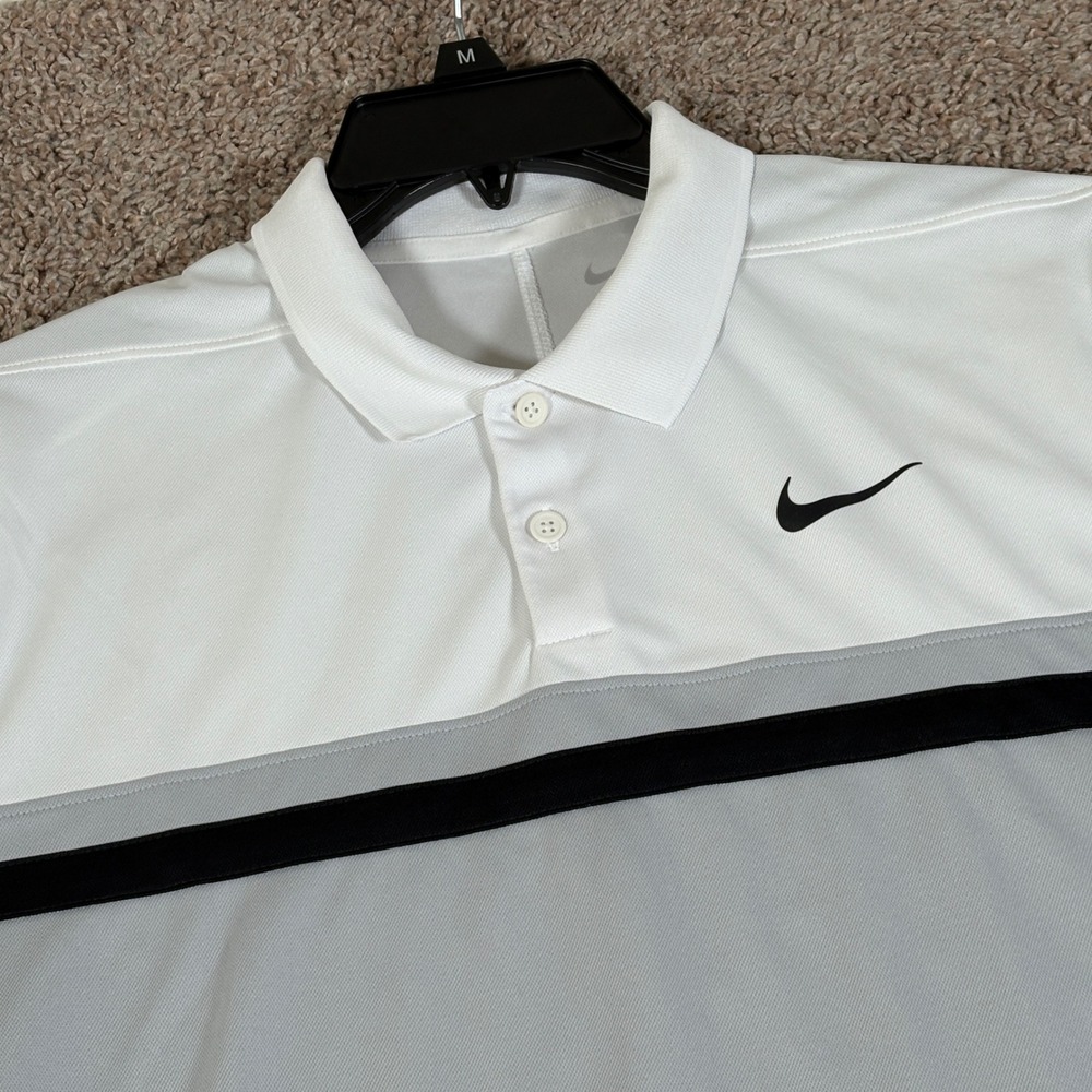 Nike Mens Dri-FIT Colorblock Golf Polo Shirt White Grey Black DH0845-100 M